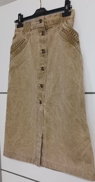 Falda vaquera larga beige