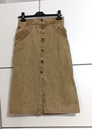 Falda vaquera larga beige