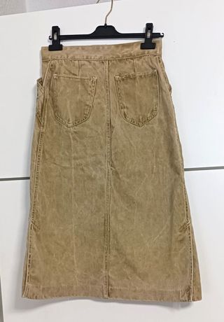 Falda vaquera larga beige