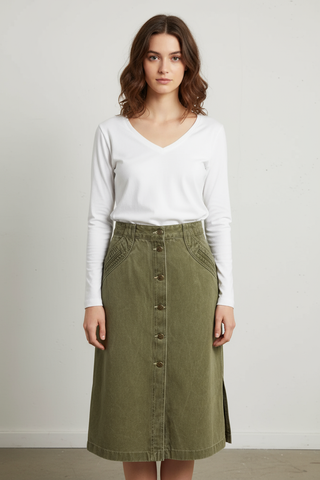 Falda vaquera larga beige