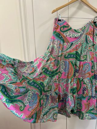 Falda larga vuelo paisley rosa