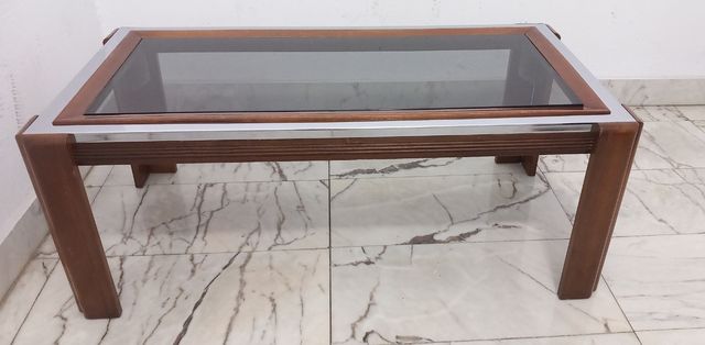 Mesa centro  madera cristal