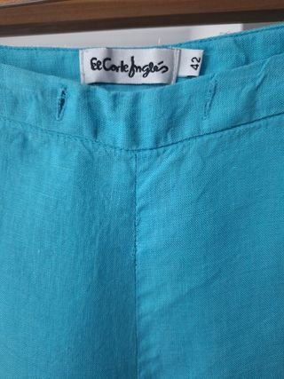 Pantalón lino turquesa El Corte Inglés - 42