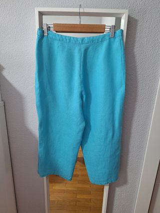 Pantalón lino turquesa El Corte Inglés - 42