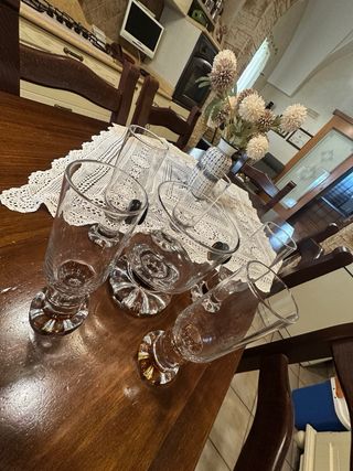 Set 5 bicchieri + porta ghiaccio vetro anni 70