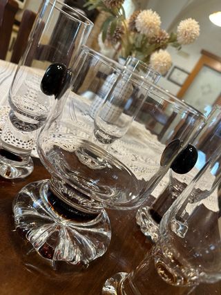 Set 5 bicchieri + porta ghiaccio vetro anni 70