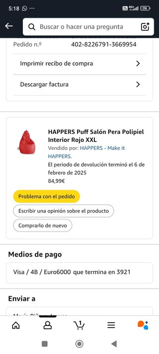 Puff Happers Pera Rojo XXL