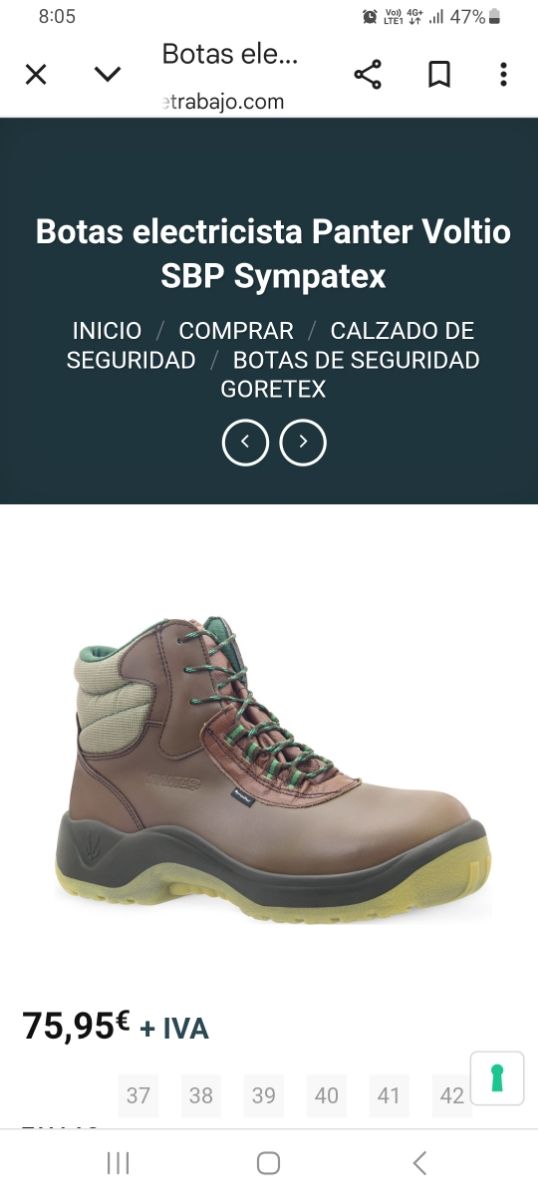 Botas Panter Voltio SBP Sympatex con su bolsa de segunda mano por