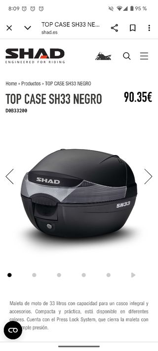 SHAD SH33 Top Case Negra 33L