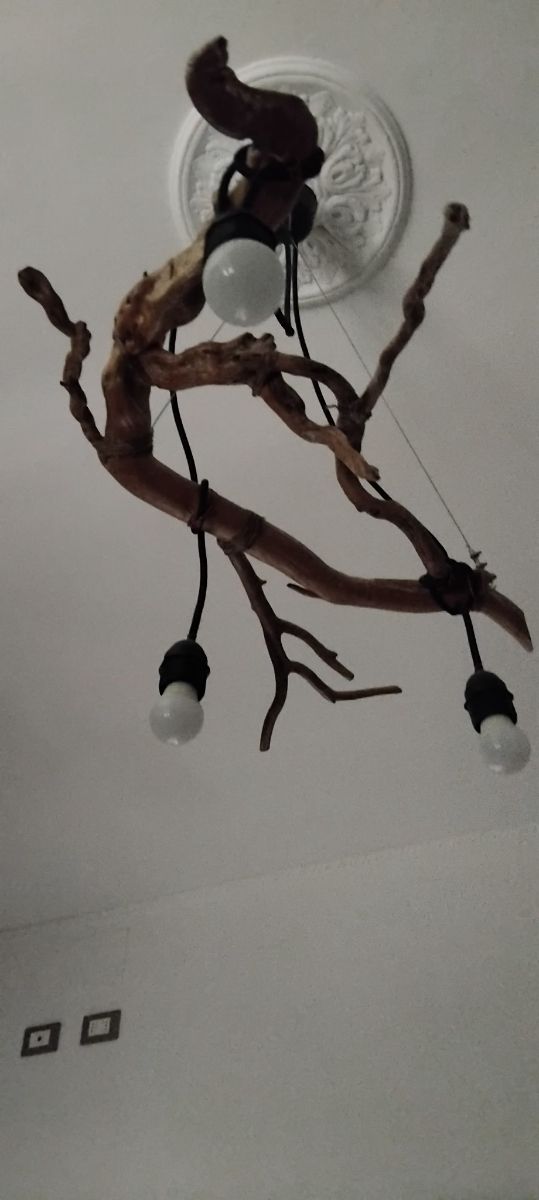 Lampadario artigianale legno rami del mare