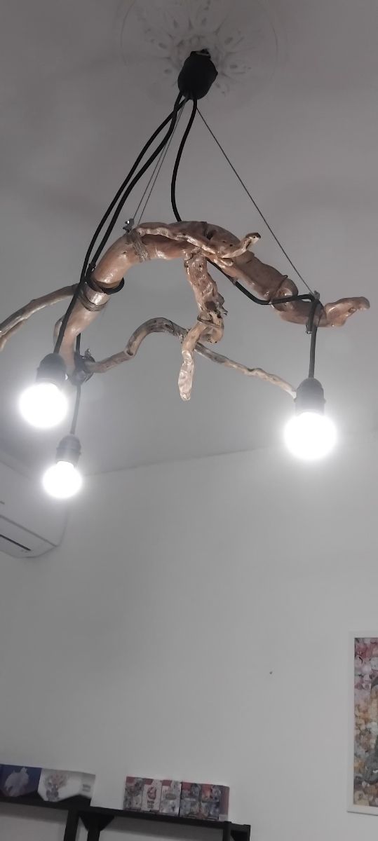 Lampadario artigianale legno rami del mare