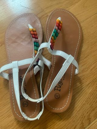 Sandalias planas Logovivo - blancas y multicolor -