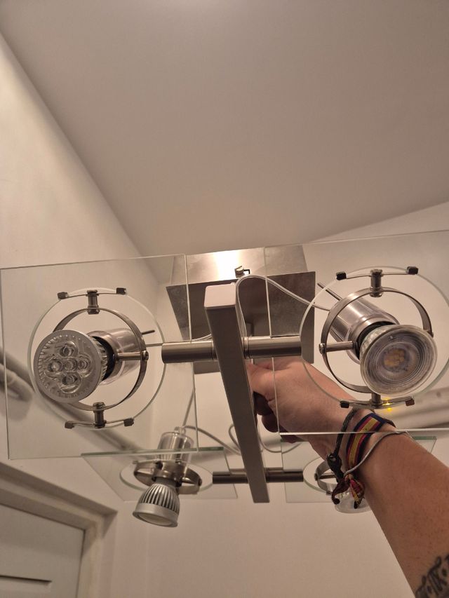 Lampara Ikea 4 luces - Acero y cristal