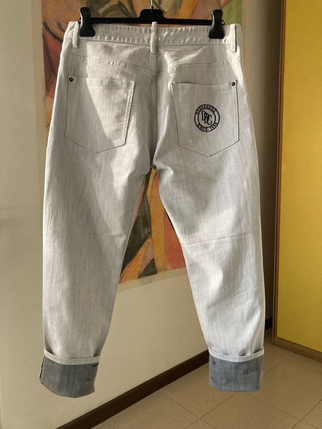 Jeans Dsquared2 grigio avorio tg 48