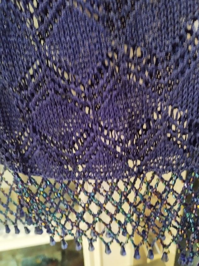 Chaqueta tejida azul de perle