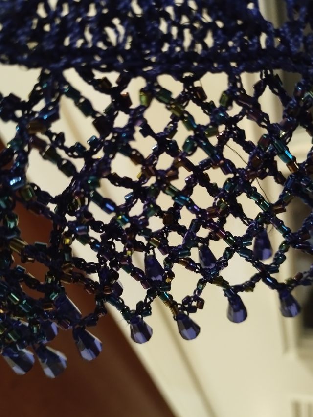 Chaqueta tejida azul de perle