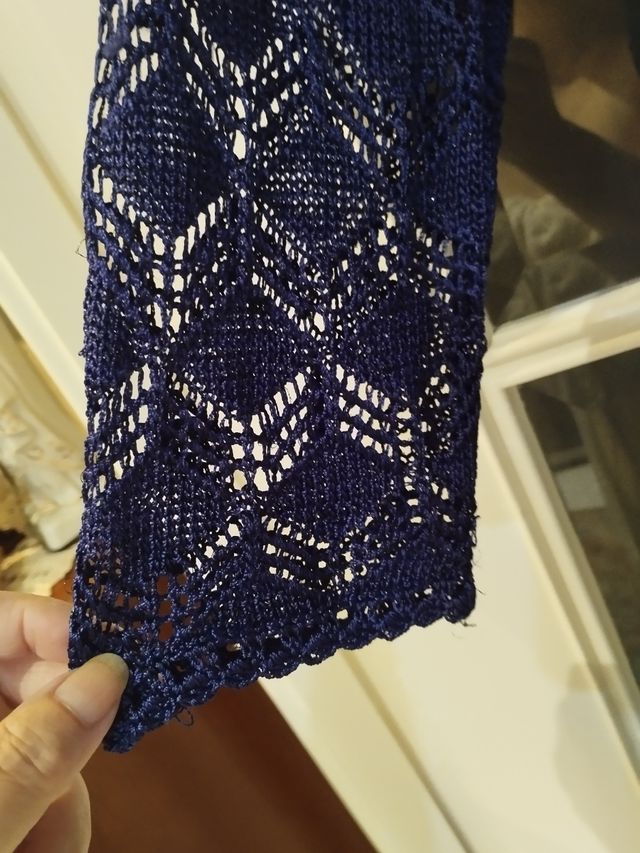 Chaqueta tejida azul de perle