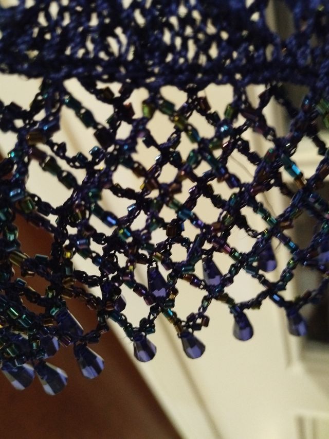 Chaqueta tejida azul de perle