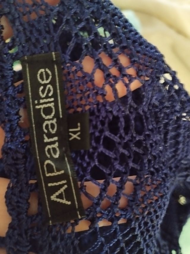 Chaqueta tejida azul de perle