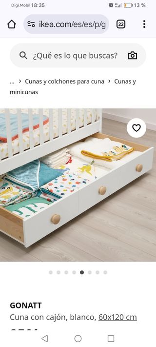 Cuna Ikea Gonatt con cajones