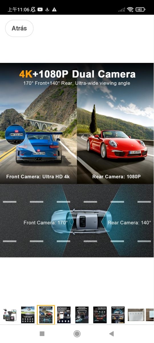 Cámara de tablero frontal y trasera, cámara de tab