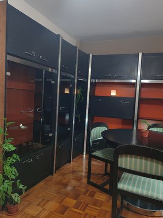 Mueble modular vintage salón - Negro y plateado
