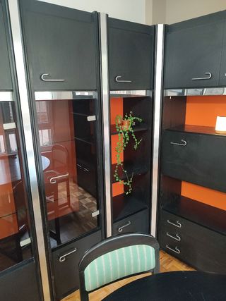 Mueble modular vintage salón - Negro y plateado