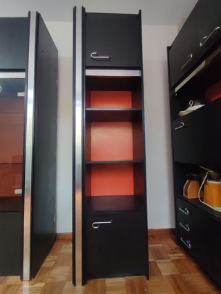 Mueble modular vintage salón - Negro y plateado