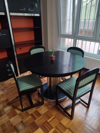 Mueble modular vintage salón - Negro y plateado