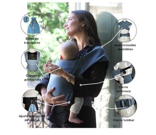 Mochila porteo bebé Minimuskies azul