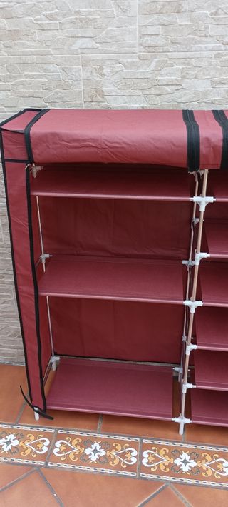 ZAPATERO TELA DESMONTABLE GRANATE 113x110x28 NUEVO