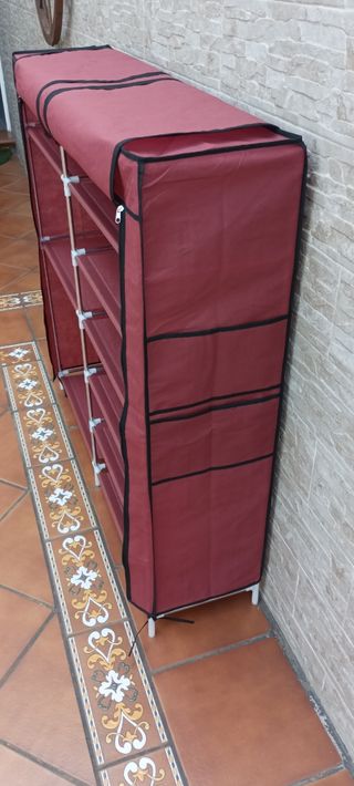 ZAPATERO TELA DESMONTABLE GRANATE 113x110x28 NUEVO