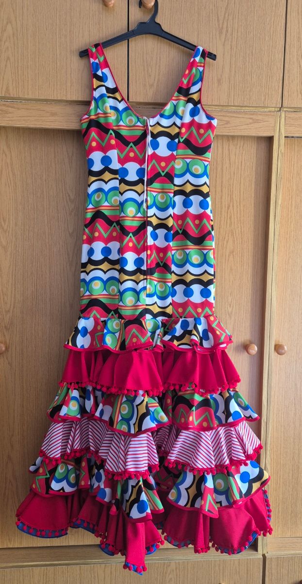 Vestido Flamenca Rojo Multicolor