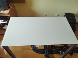 Mesa cristal extensible blanca - Plata