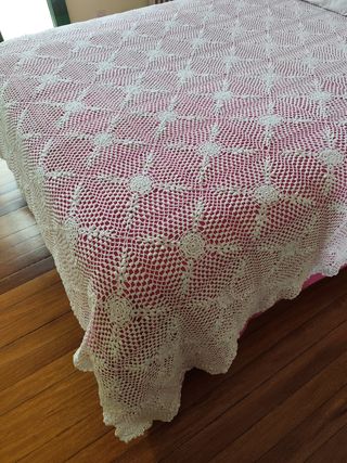 Colcha ganchillo blanco vintage