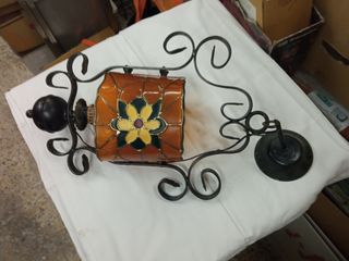 Lámpara techo vintage metal y cristal