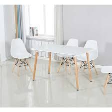 Mesa y 6 sillas nórdicas blancas