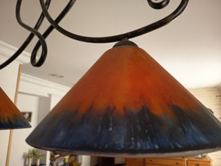 Lampara forja 2 tulipas cristal