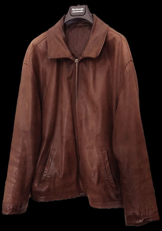 Giubbotto Pelle Marrone Uomo