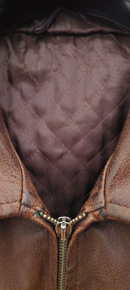 Giubbotto Pelle Marrone Uomo