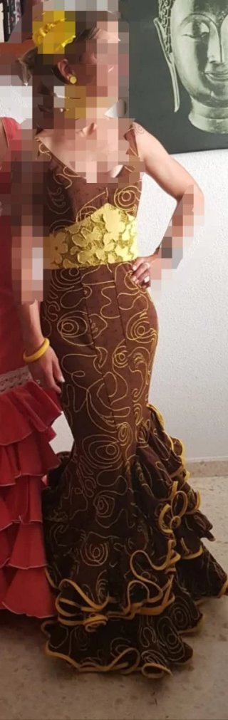 Vestido Flamenco marrón y amarillo