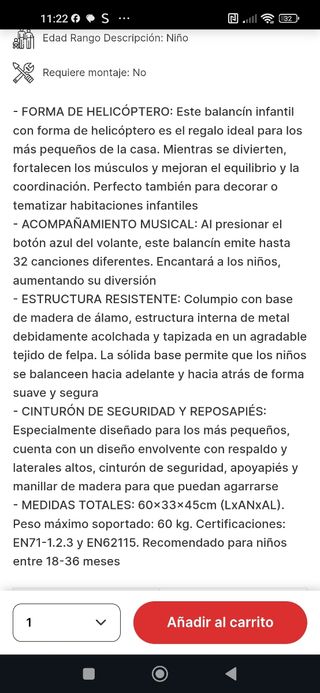 Balancín infantil avion nuevo