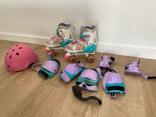 Patines niña 4 ruedas - Rosa-Turquesa
