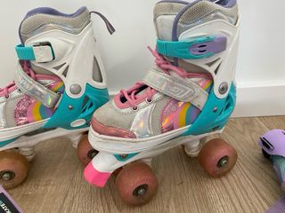 Patines niña 4 ruedas - Rosa-Turquesa