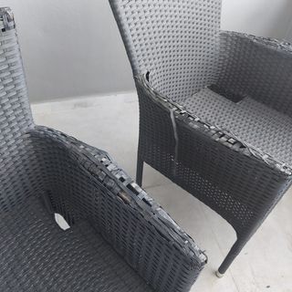 2 Sillas jardín ratán negras