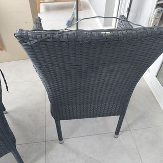 2 Sillas jardín ratán negras