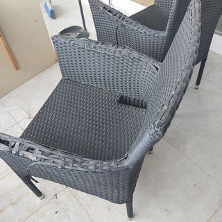2 Sillas jardín ratán negras