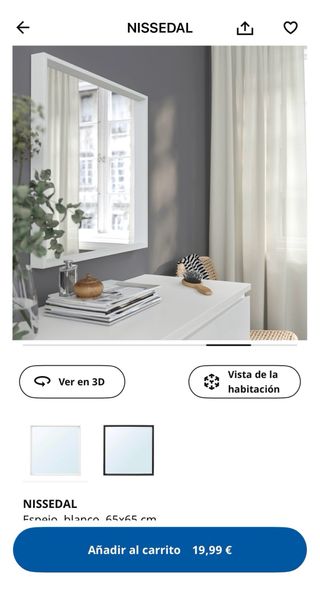 Espejo Ikea Nissedal 65x65 cm blanco