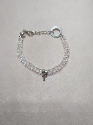 Pulsera cruz plata-blanca