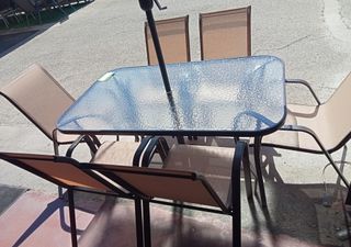 Mesa jardín 4 sillas metal